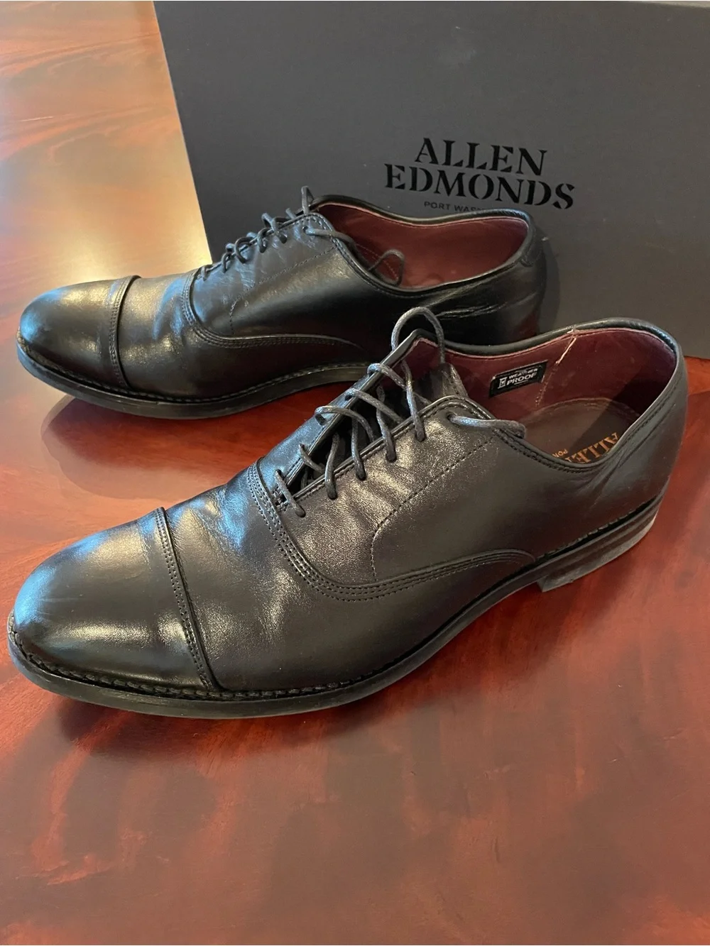 Allen Edmonds Park Avenue Black Cap Derby Shoes